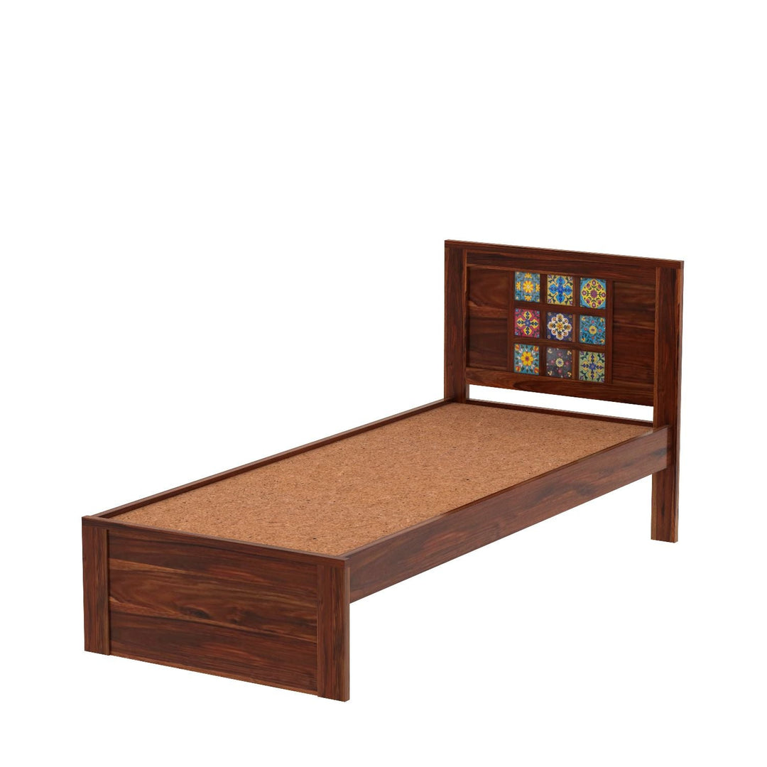 Amparo Solid Sheesham Wood Single Bed Without Storage (Natural Finish)