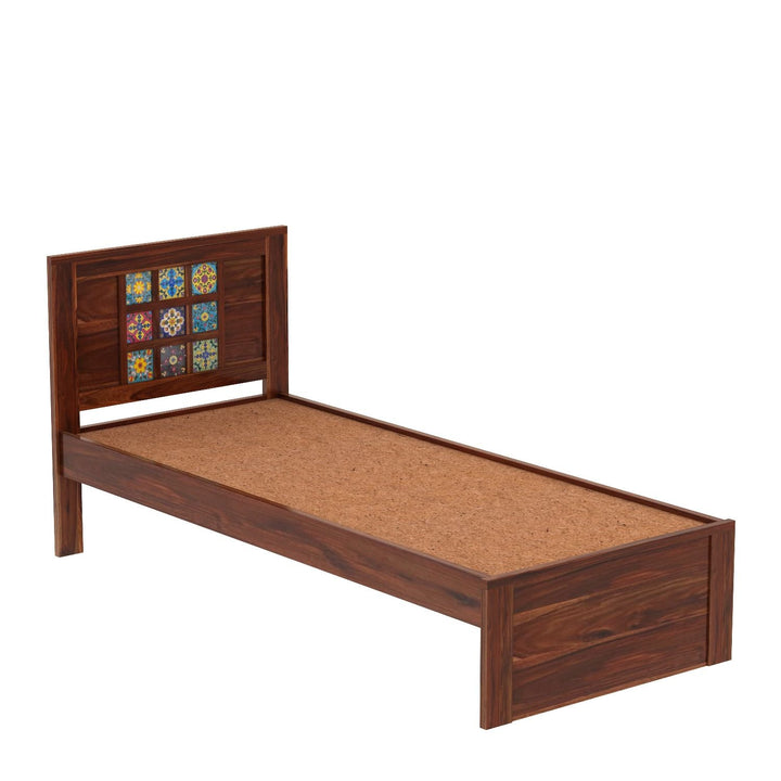 Amparo Solid Sheesham Wood Single Bed Without Storage (Natural Finish)