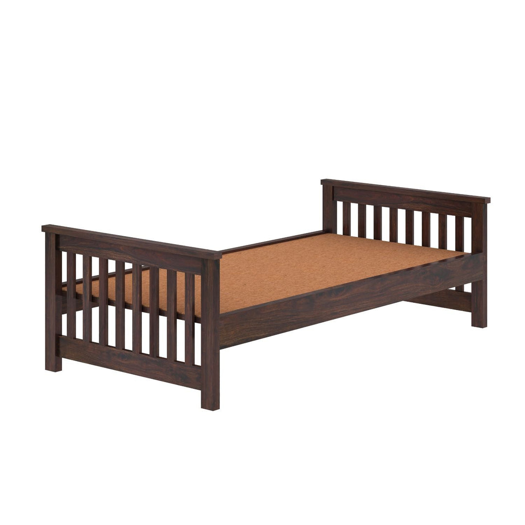 Delfina Solid Sheesham Wood Single Bed Without Storage (Walnut Finish)