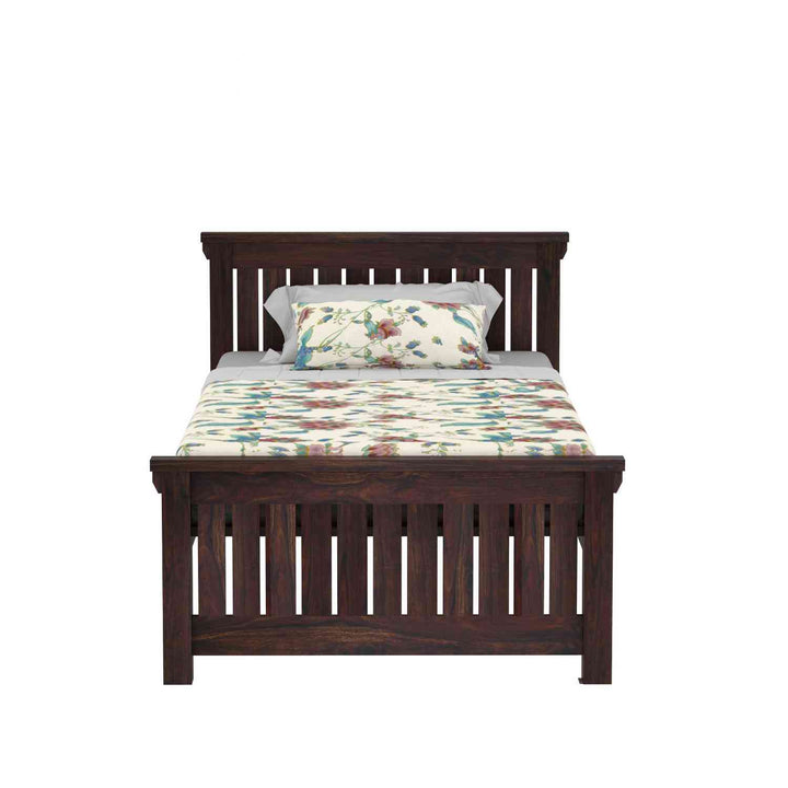 Basilia Solid Sheesham Wood Single Bed Without Storage (Walnut Finish)
