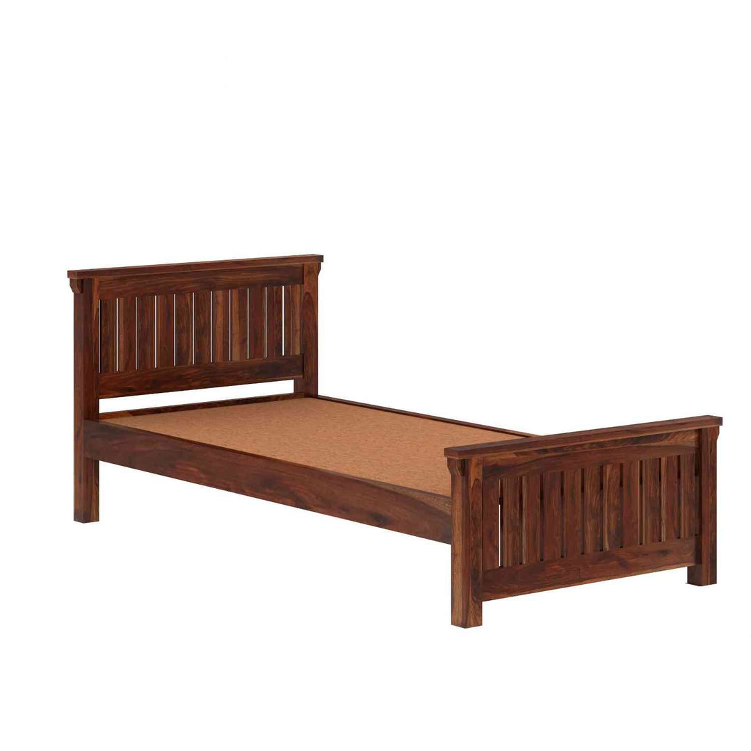 Azucena Solid Sheesham Wood Single Bed Without Storage (Natural Finish)