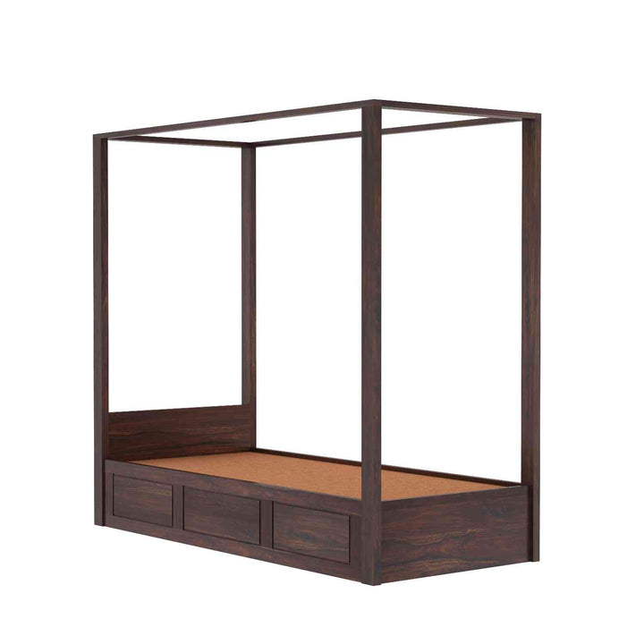 Fabiola Solid Sheesham Wood Single Bed With Box Storage (Walnut Finish)