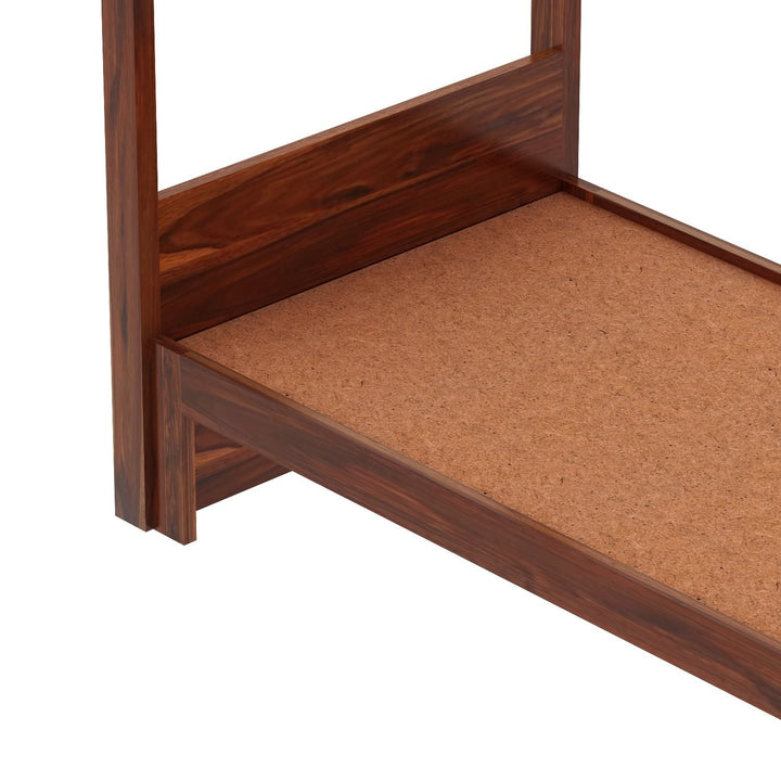 Desiree Solid Sheesham Wood Single Poster Bed Without Storage (Natural Finish)