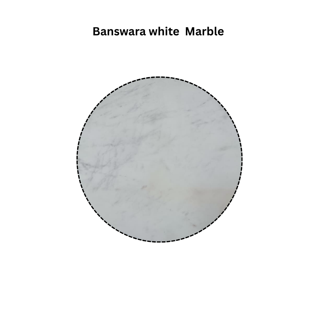Shaurya Premium Round Center Table with Banswara White Marble Top & Solid Wood Ball Legs – Modern Coffee Table
