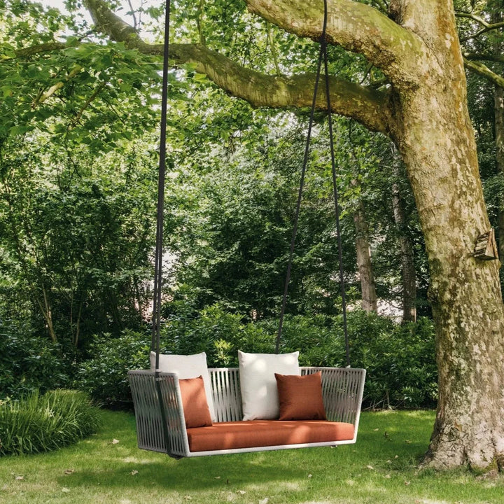 Jill Double Seater Hanging Swing Without Stand For Balcony , Garden Swing (Light Grey) Braided & Rope