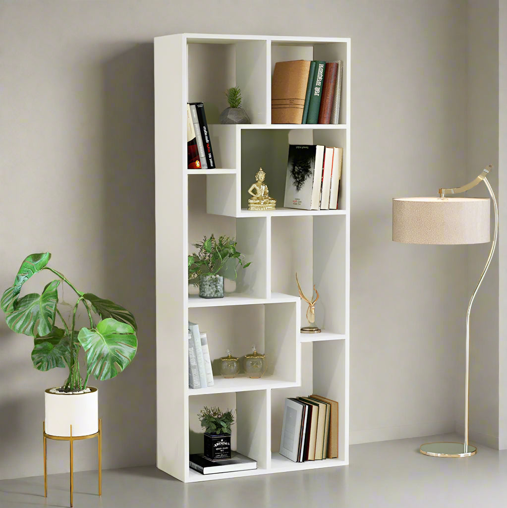 Isha Corner Bookshelf Rack – Home Library & Office Storage (White)