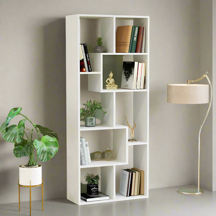 Isha Corner Bookshelf Rack – Home Library & Office Storage (White)