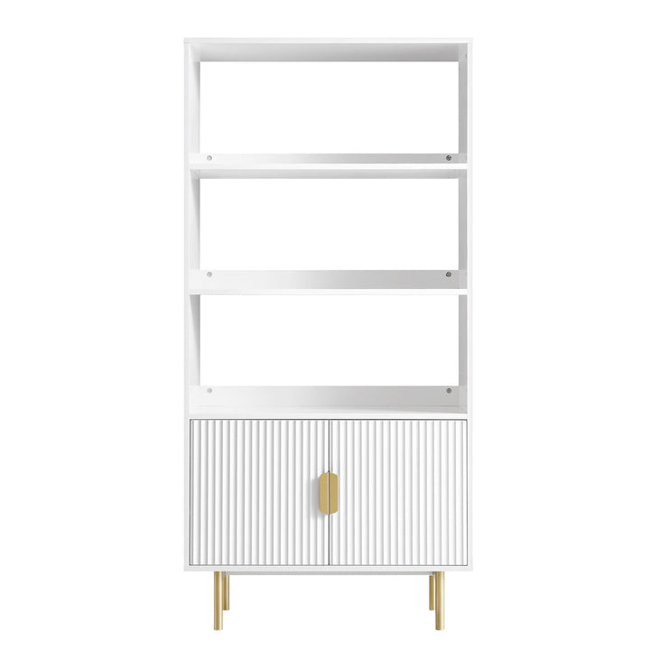 Richmond Ridged Tall Bookcase with Doors Matte White Bookcases & Shelves