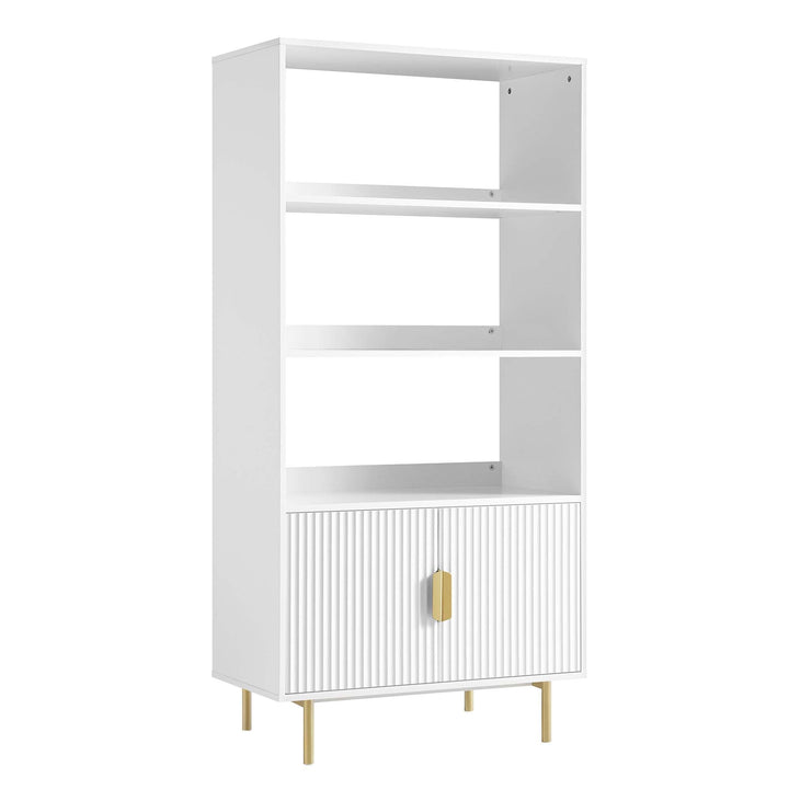 Richmond Ridged Tall Bookcase with Doors Matte White Bookcases & Shelves