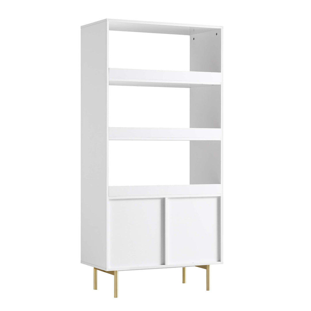 Richmond Ridged Tall Bookcase with Doors Matte White Bookcases & Shelves