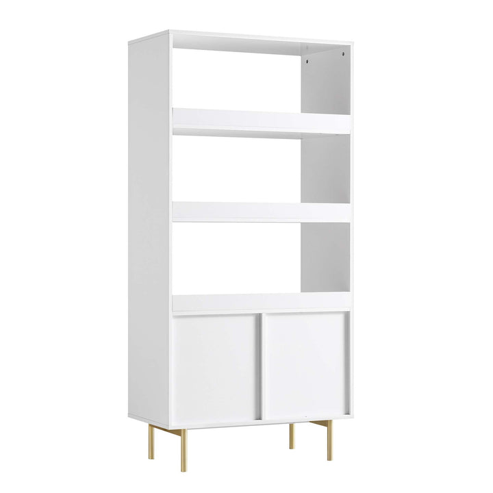 Richmond Ridged Tall Bookcase with Doors Matte White Bookcases & Shelves