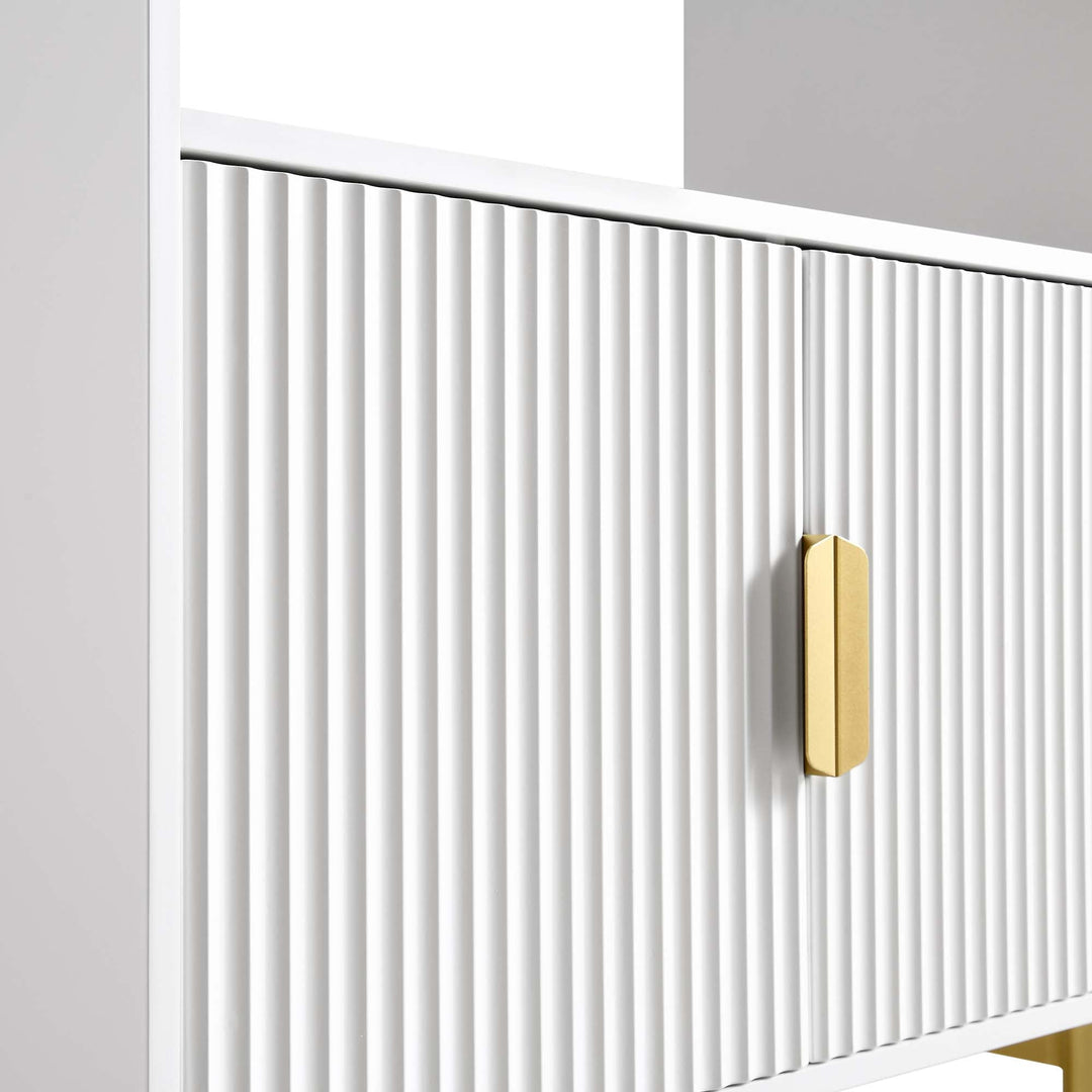 Richmond Ridged Tall Bookcase with Doors Matte White Bookcases & Shelves