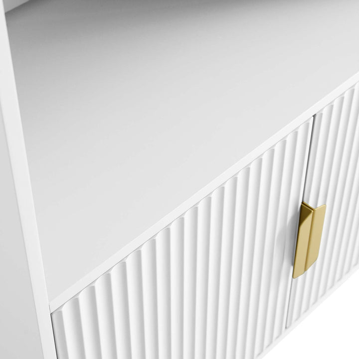 Richmond Ridged Tall Bookcase with Doors Matte White Bookcases & Shelves