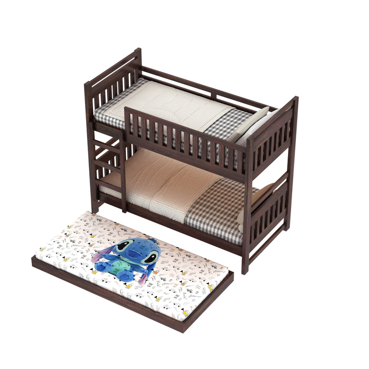 Teresa Solid Sheesham Wood Bunk Bed With Ladder & Trundle Bed