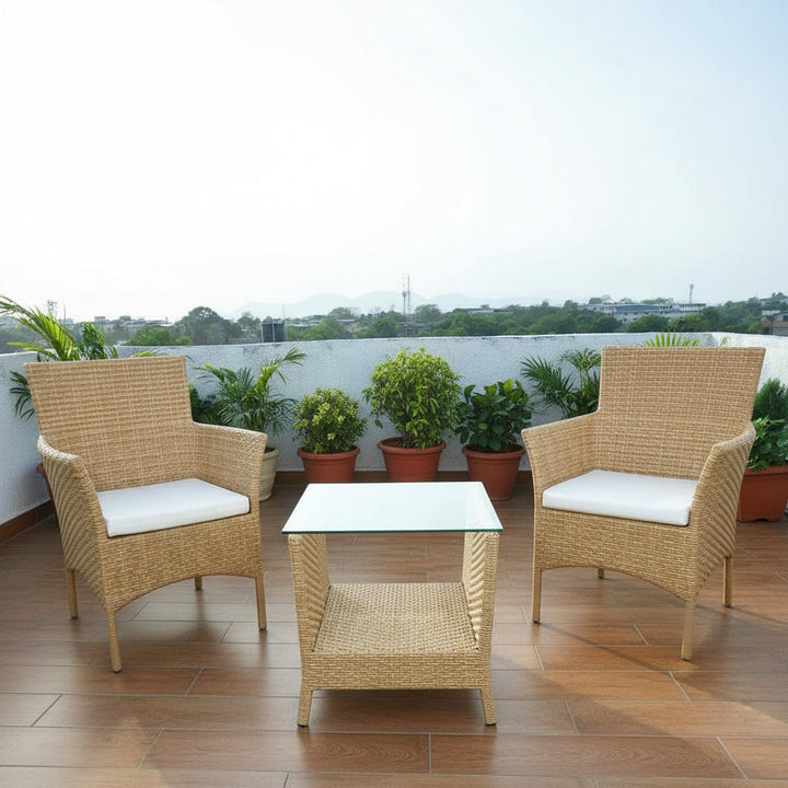Babai Outdoor Patio Seating Set 2 Chairs and 1 Table Set (Cream)
