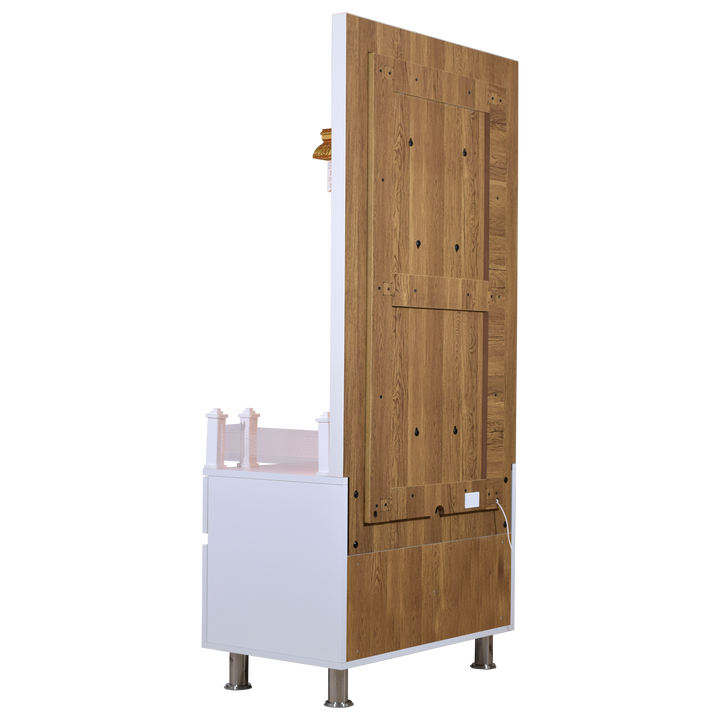Designer Wooden Mandir for Home with LED Strip Lights and Storage