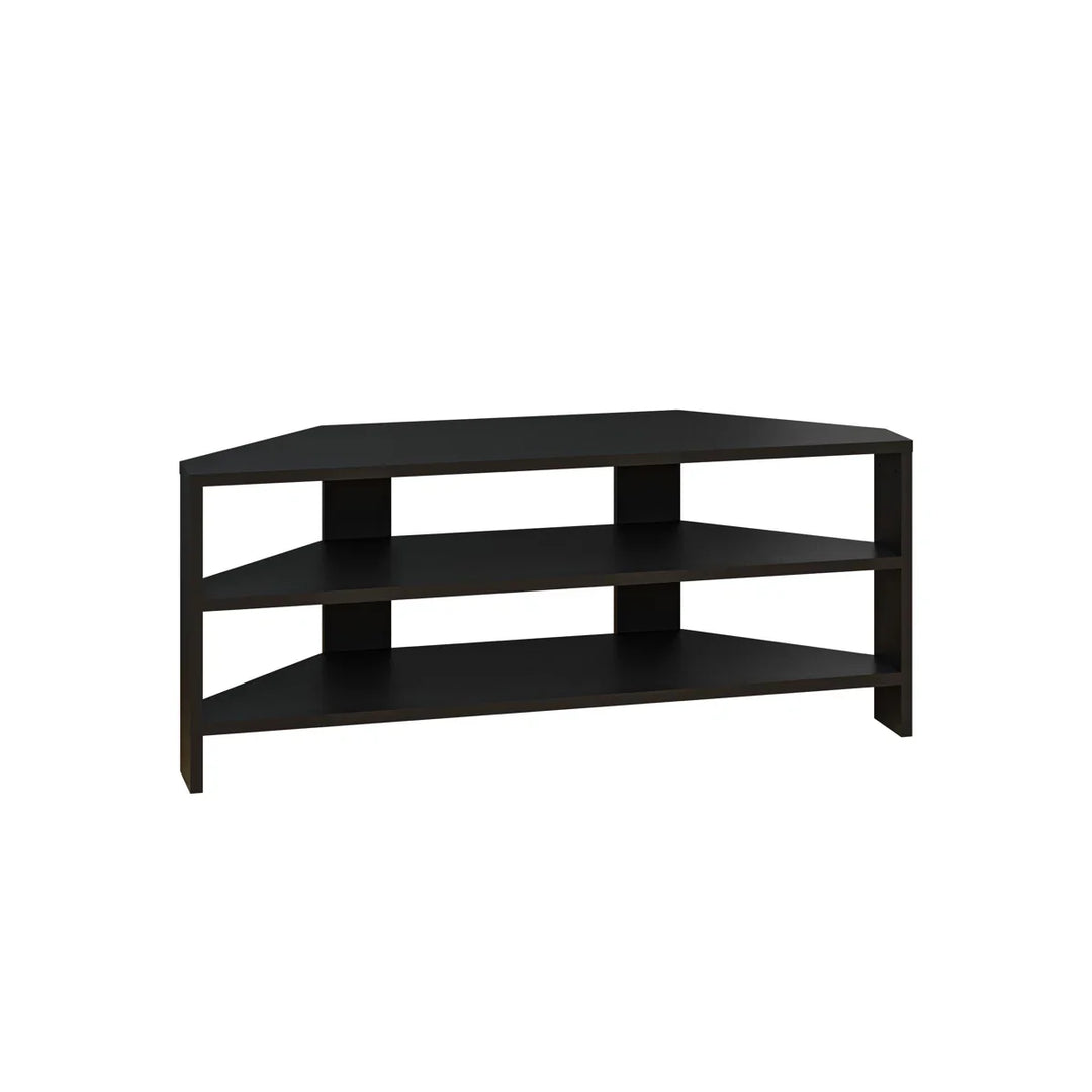 OmkarWood Vertex Black Corner TV Stand – Premium Engineered Wood Unit for TVs up to 49"