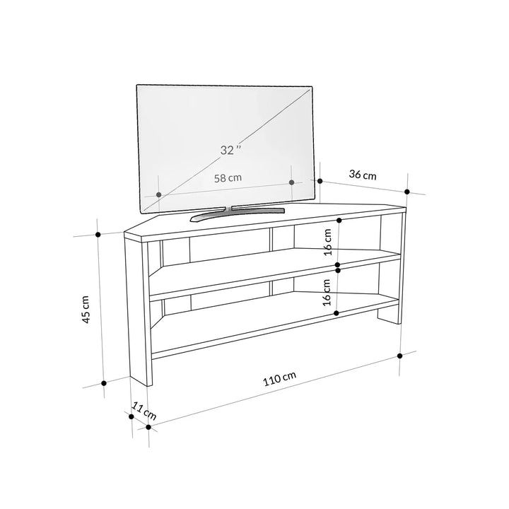 OmkarWood Vertex Black Corner TV Stand – Premium Engineered Wood Unit for TVs up to 49"