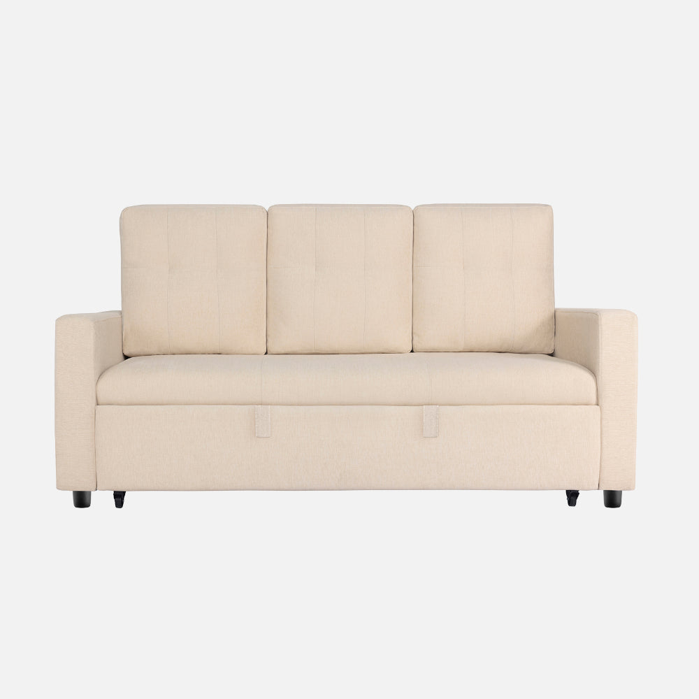 Yeremey Iconic Beige Fabric Sofa cum Bed