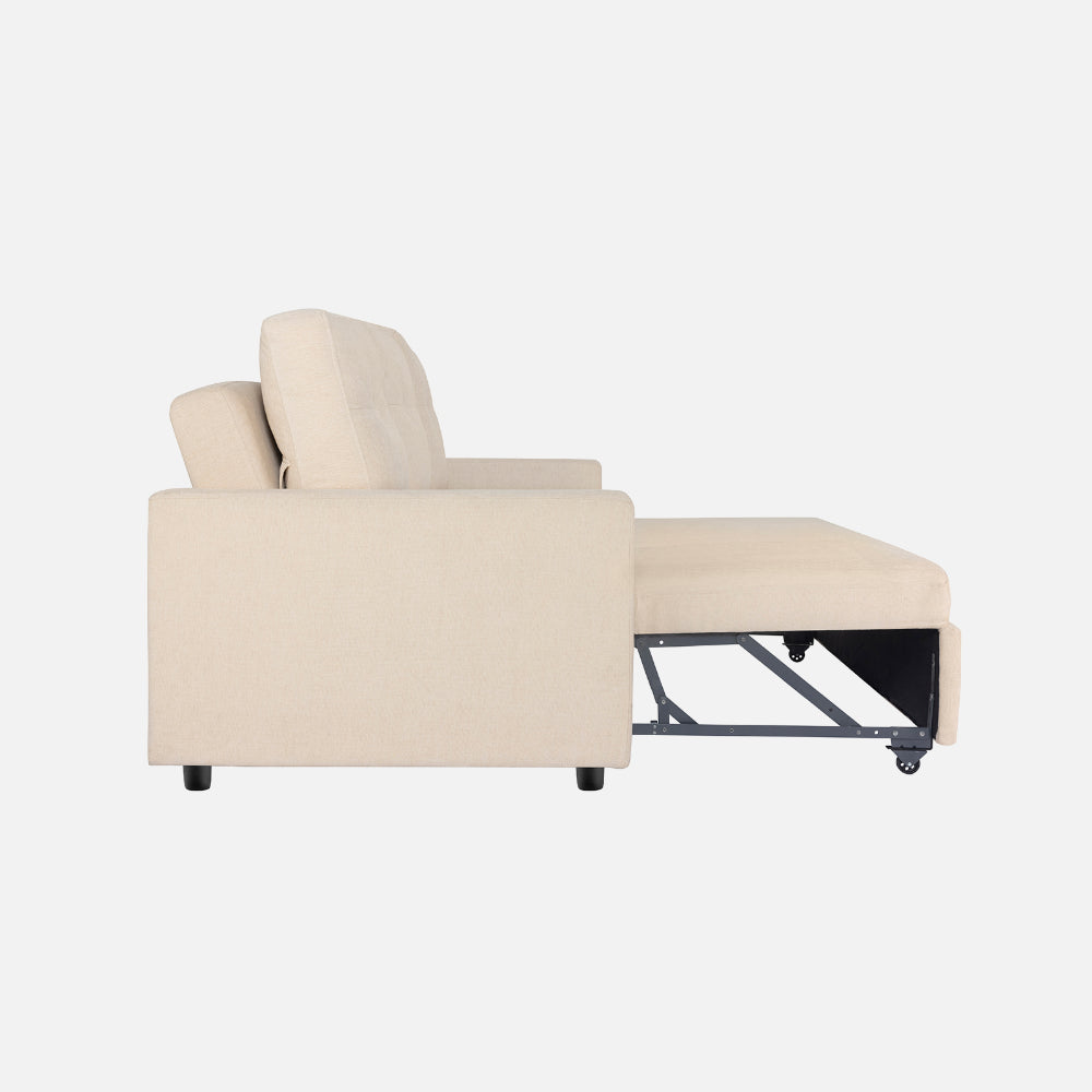 Yeremey Iconic Beige Fabric Sofa cum Bed