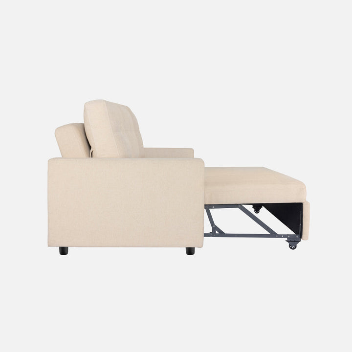 Yeremey Iconic Beige Fabric Sofa cum Bed