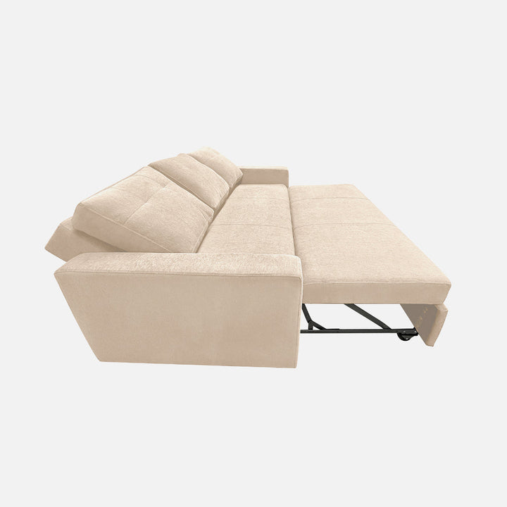 Yeremey Iconic Beige Fabric Sofa cum Bed
