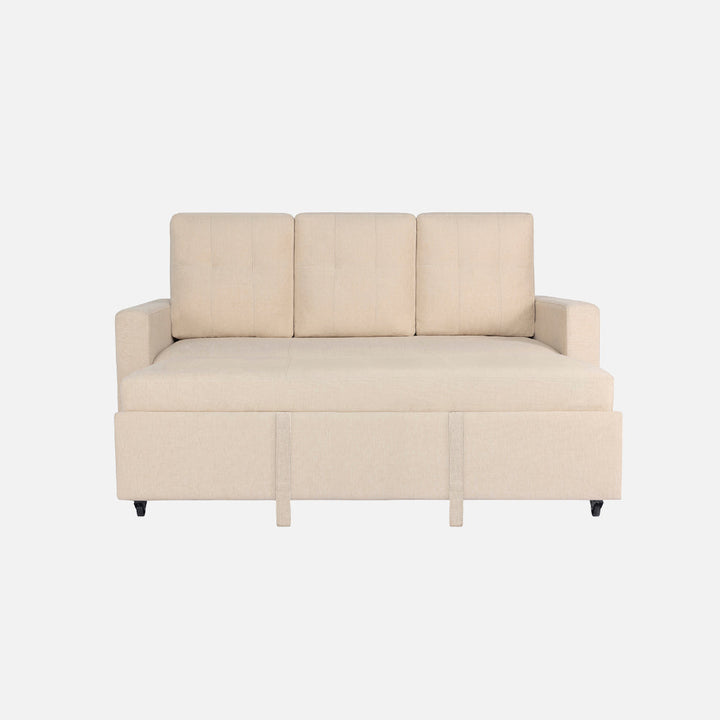 Yeremey Iconic Beige Fabric Sofa cum Bed