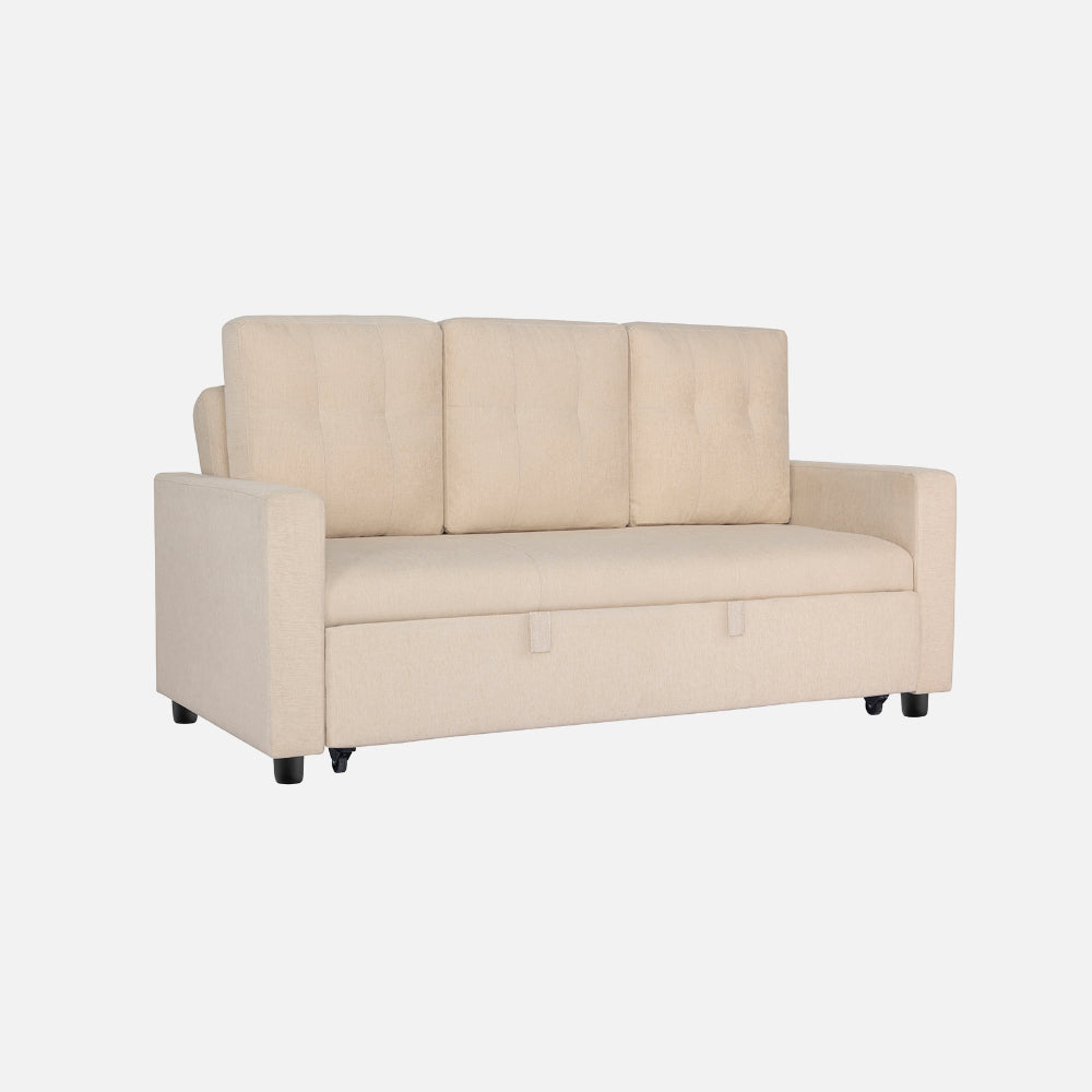 Yeremey Iconic Beige Fabric Sofa cum Bed