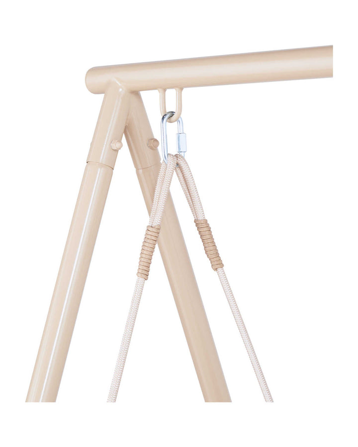 Sirena Double Seater Hanging Swing With Stand For Balcony , Garden Swing (White +Tan)