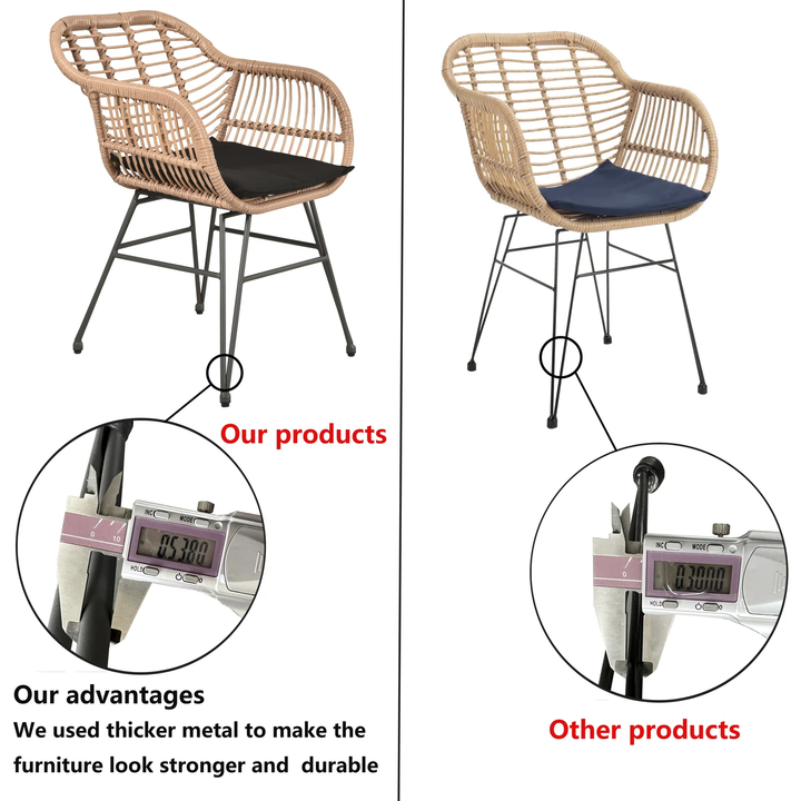 Shashibala Outdoor Patio Seating Set 2 Chairs and 1 Table Set (Honey + Black)