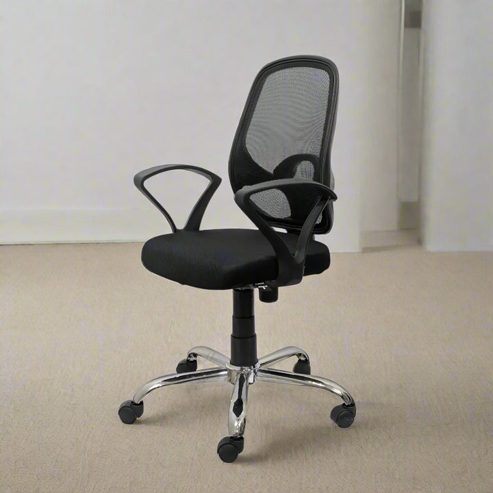 Black Mist Mesh Mid Height Ergonomic Office Visitor Chair