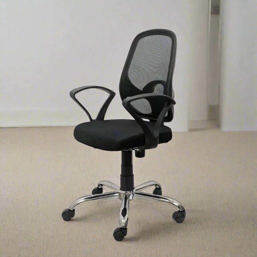 Black Mist Mesh Mid Height Ergonomic Office Visitor Chair