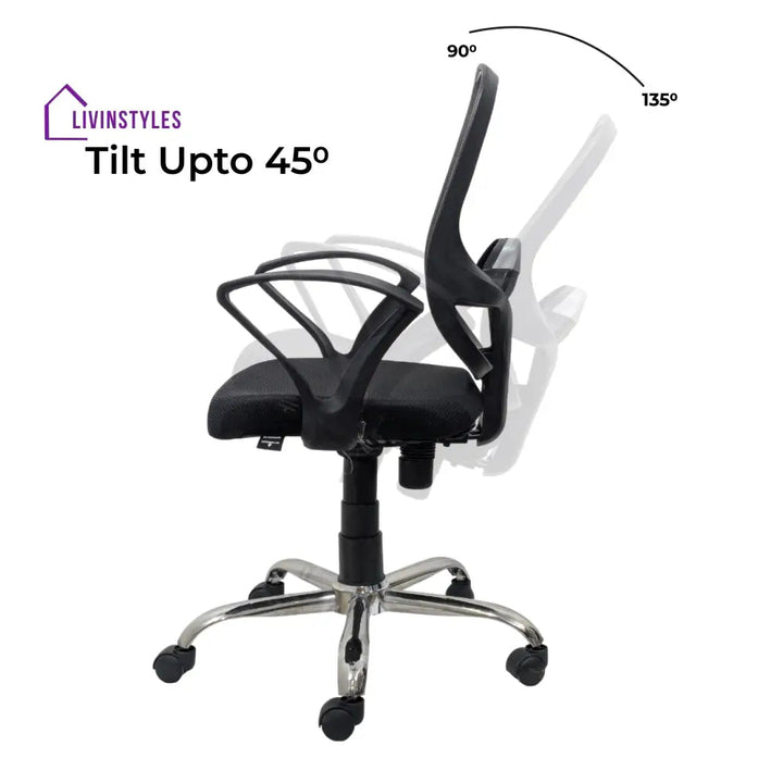Black Mist Mesh Mid Height Ergonomic Office Visitor Chair