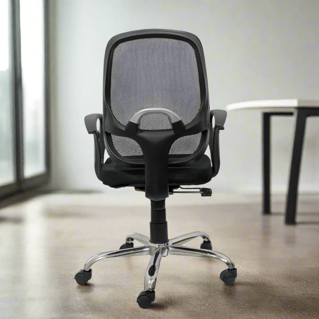 Black Mist Mesh Mid Height Ergonomic Office Visitor Chair
