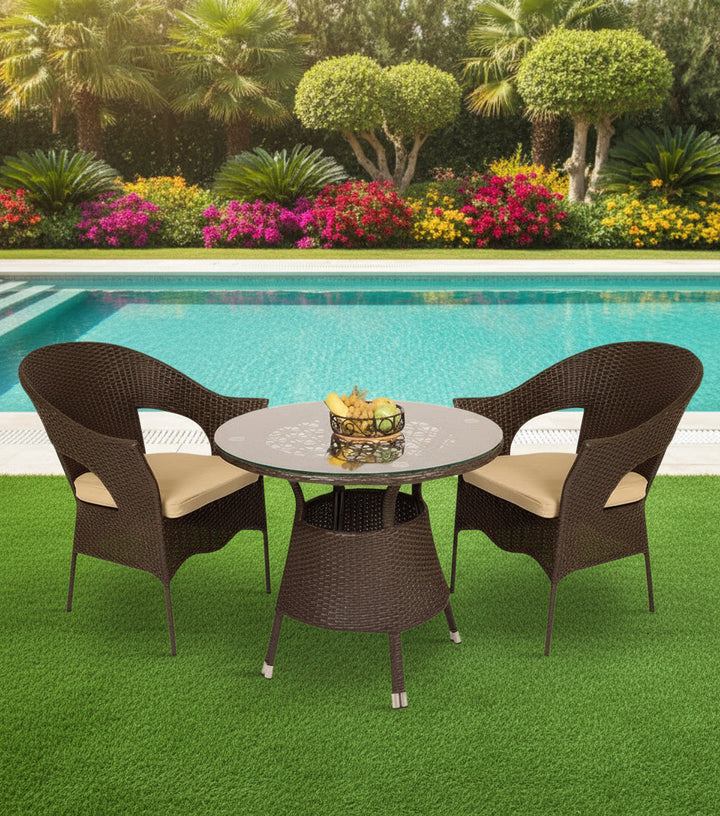 Blaze Outdoor Patio Seating Set 2 Chairs and 1 Table Set (Brown)