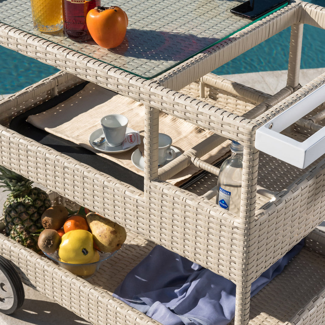 Winf Outdoor Patio Bar Serving Cart (Cream)