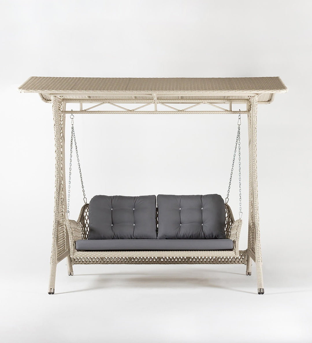 Ezio Double Seater Hanging Swing With Stand For Balcony, Garden Swing (Cream)