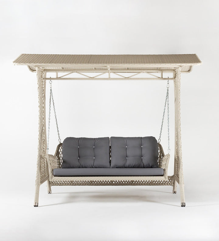 Ezio Double Seater Hanging Swing With Stand For Balcony, Garden Swing (Cream)