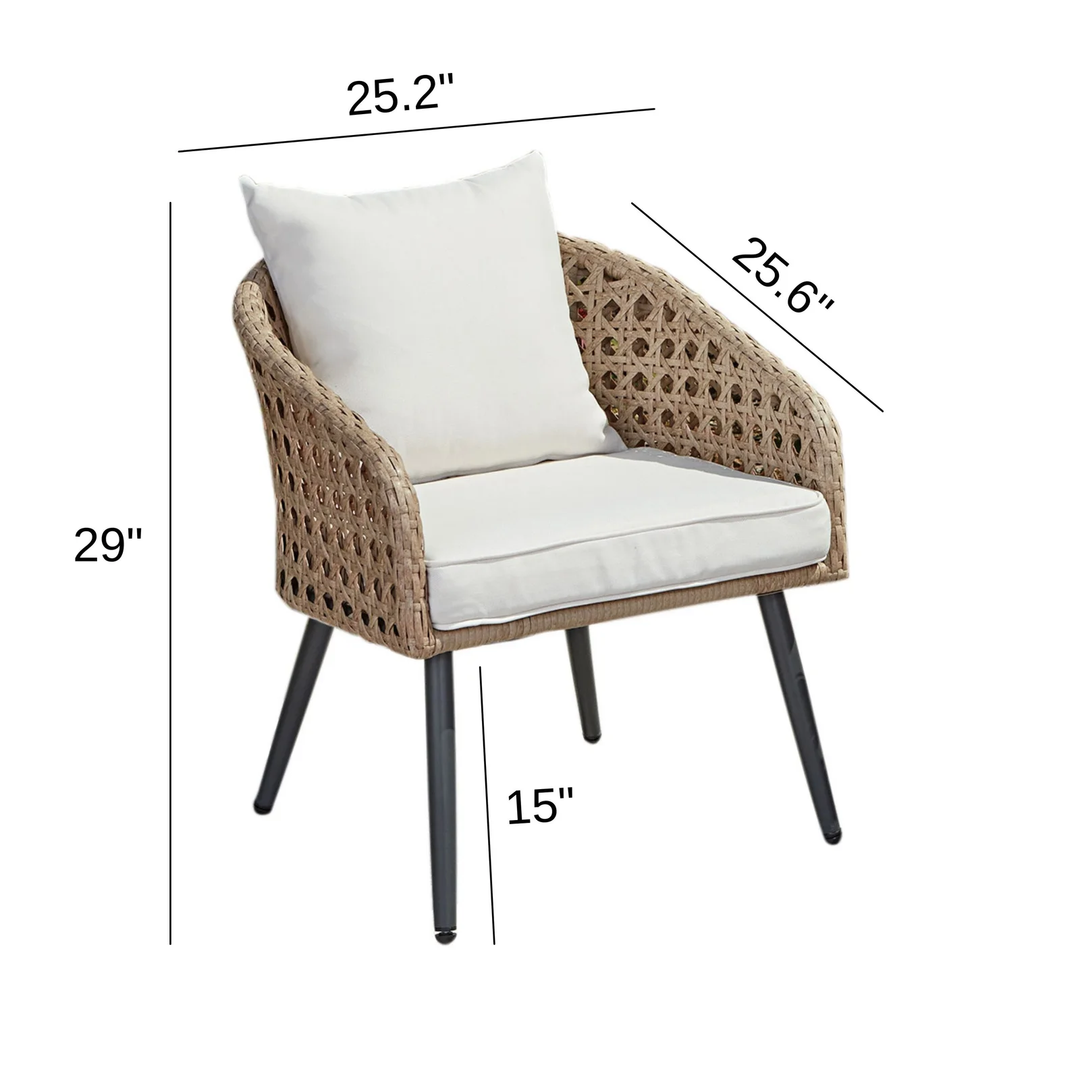 Yuri Outdoor Patio Seating Set 2 Chairs and 1 Table Set (Honey)