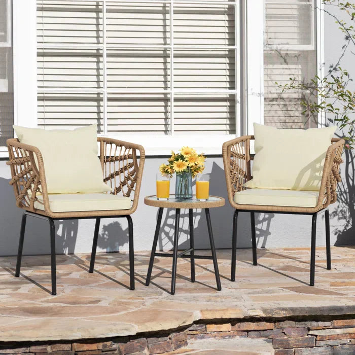Aldric Outdoor Patio Seating Set 2 Chairs and 1 Table Set (Honey)