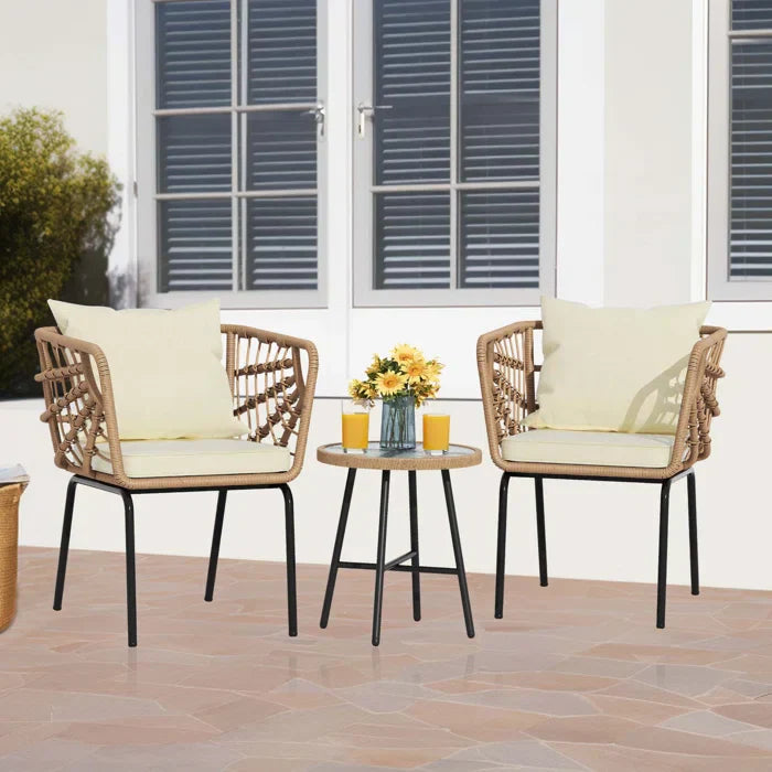 Aldric Outdoor Patio Seating Set 2 Chairs and 1 Table Set (Honey)