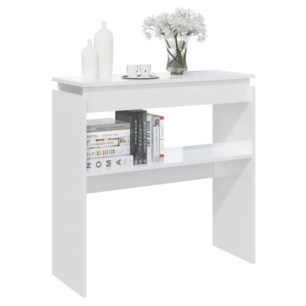 OmkarWood Bushnell Compact Engineered Wood Study Console Table – White Finish