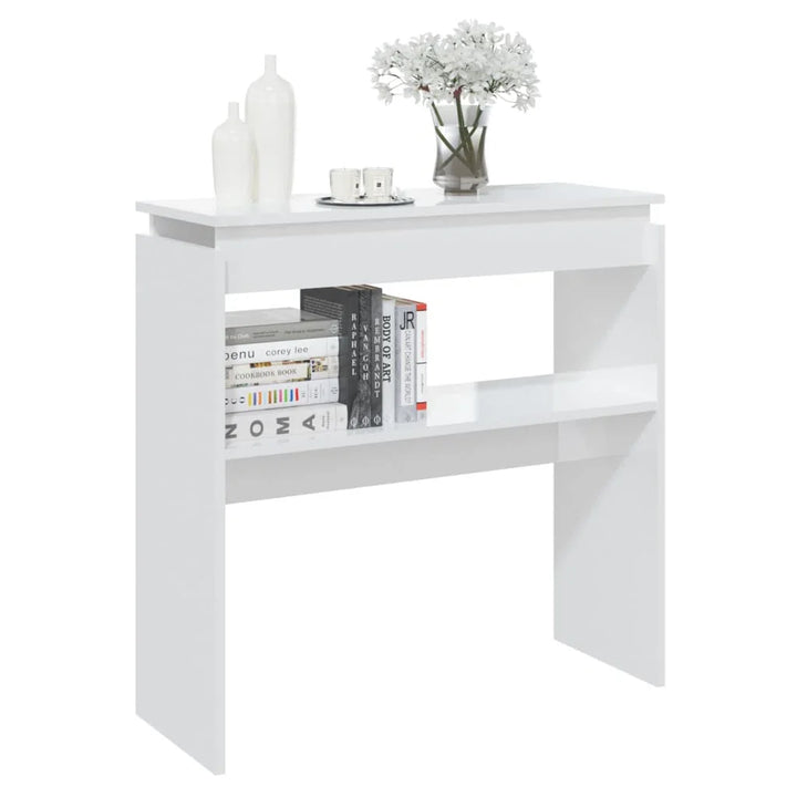 OmkarWood Bushnell Compact Engineered Wood Study Console Table – White Finish