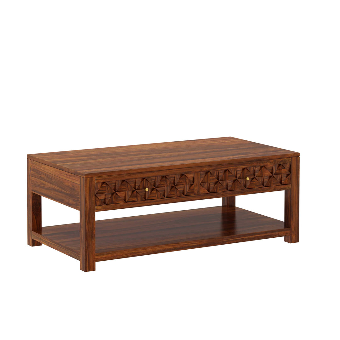 Raj Solid Wood Coffee Table With Two Drawer Storage - 1 Year Warranty Tables