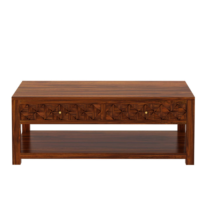 Raj Solid Wood Coffee Table With Two Drawer Storage - 1 Year Warranty Tables