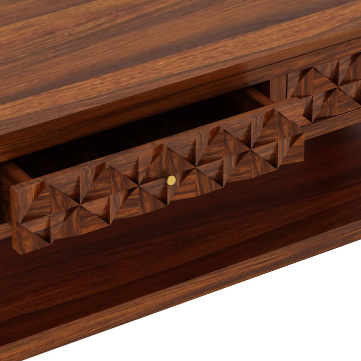 Raj Solid Wood Coffee Table With Two Drawer Storage - 1 Year Warranty Tables