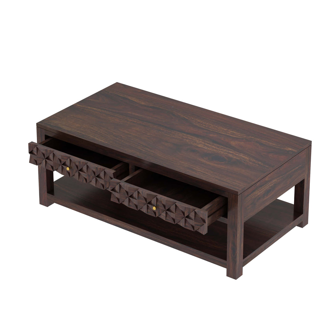 Raj Solid Wood Coffee Table With Two Drawer Storage - 1 Year Warranty Tables