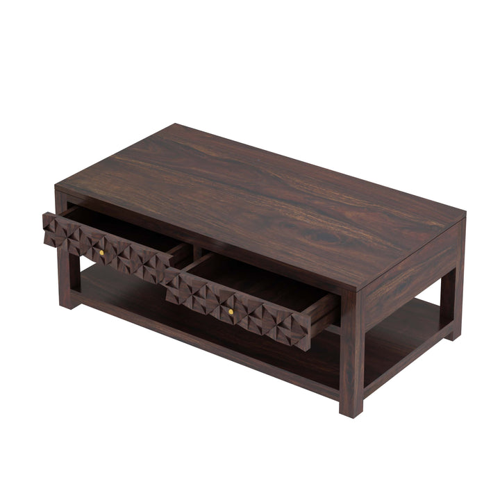 Raj Solid Wood Coffee Table With Two Drawer Storage - 1 Year Warranty Tables