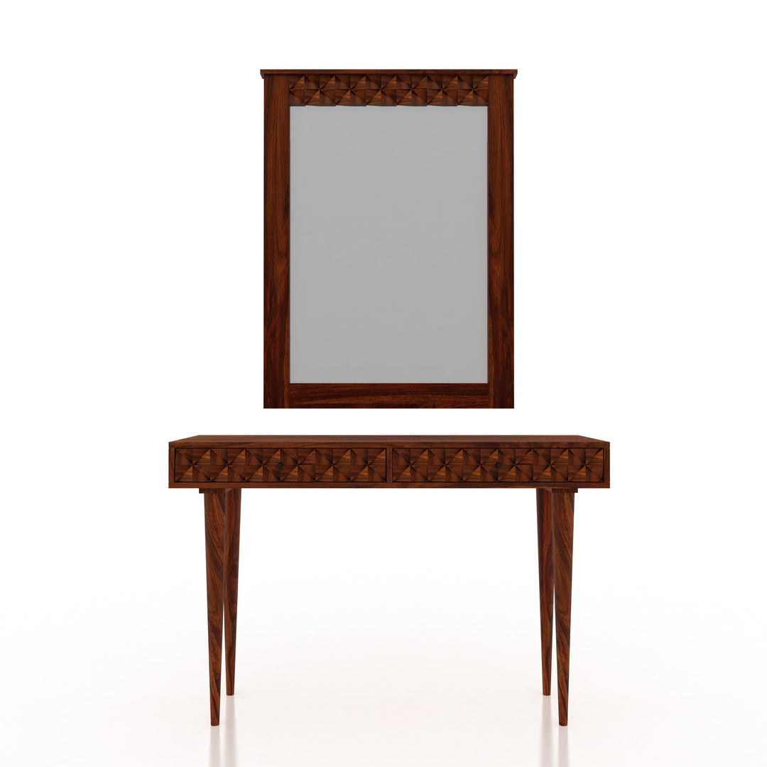 Silvia Solid Sheesham Wood Console With Mirror