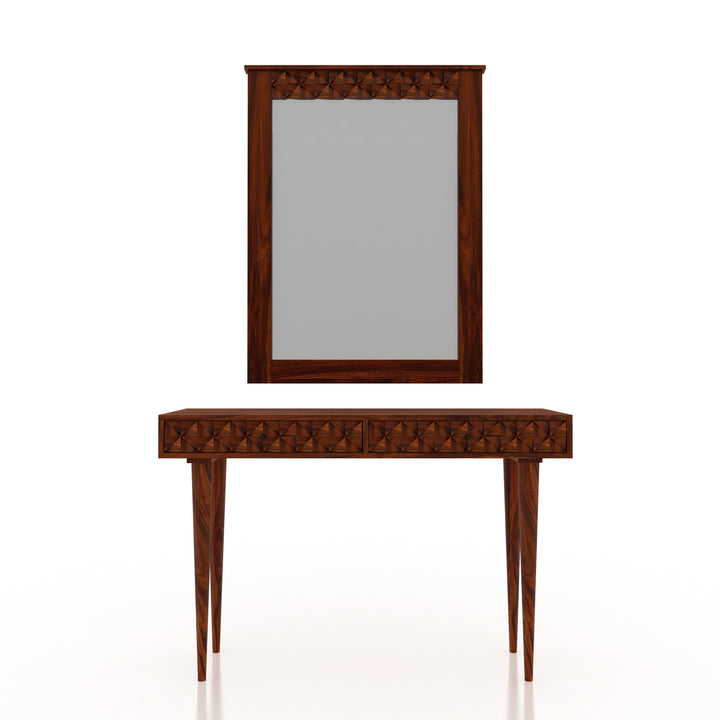Silvia Solid Sheesham Wood Console With Mirror